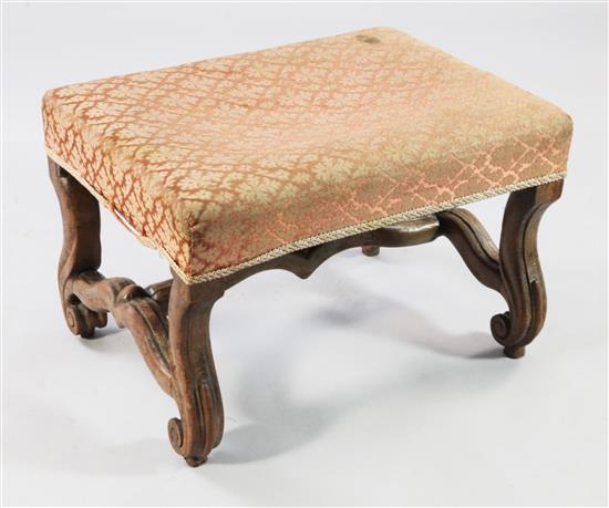 A 19th century Continental walnut stool, W.1ft 9.5in